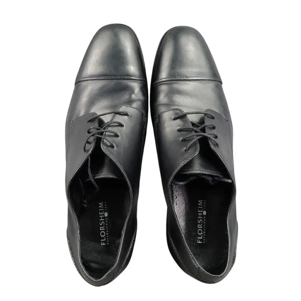 Florsheim Shoes Mens 10.5 Oxford Formal Classic Cap Toe Leather Dress Work Black